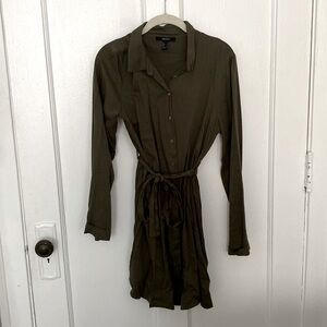Long Sleeve Olive Green Dress. Forever 21.